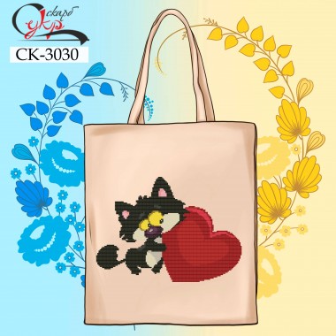 Еко-сумка під вишивку "Закоханий котик"